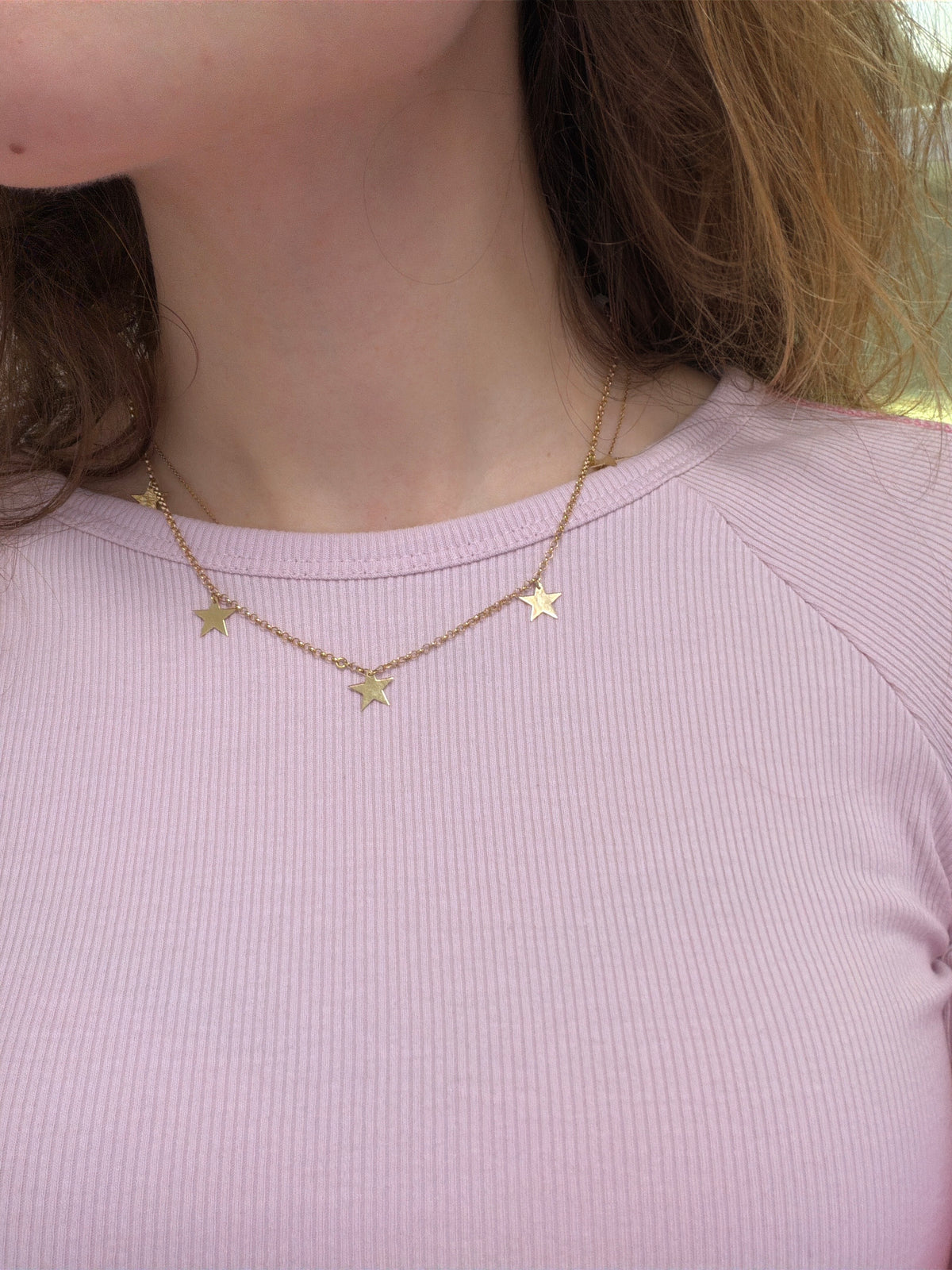 Collier pendentif étoiles en or 18k, 42 cm, 2,43 g