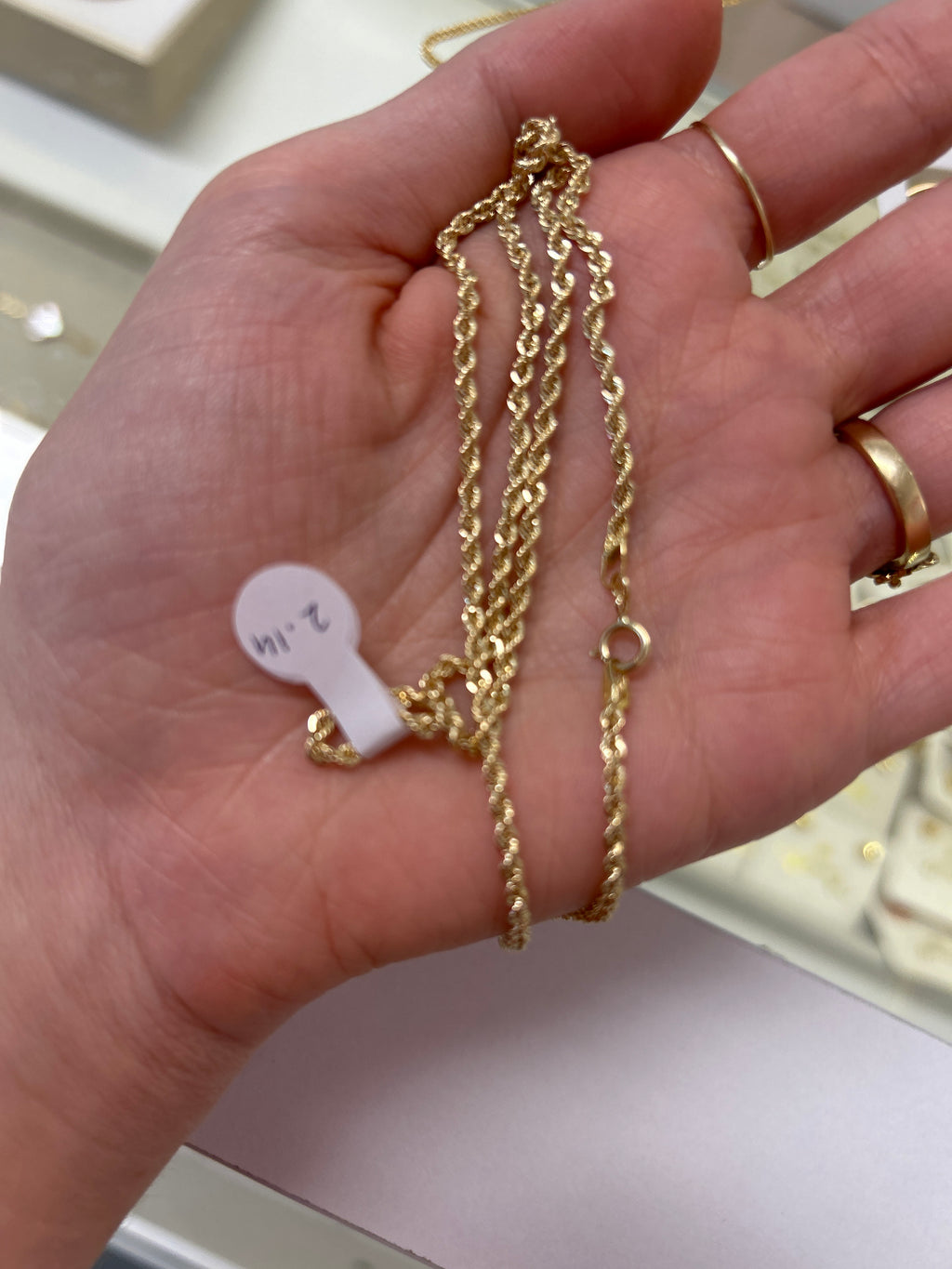 18k gold rope chain, 45cm, 2mm thick , 2.14g