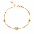 18k gold beads and hearts bracelet, 17.5-19cm, 2g