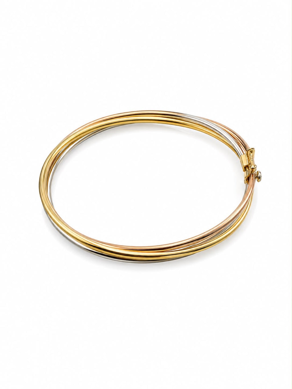 Bracelet jonc en or 18 carats 3 tons, taille 18 (moyen) 11,60 g