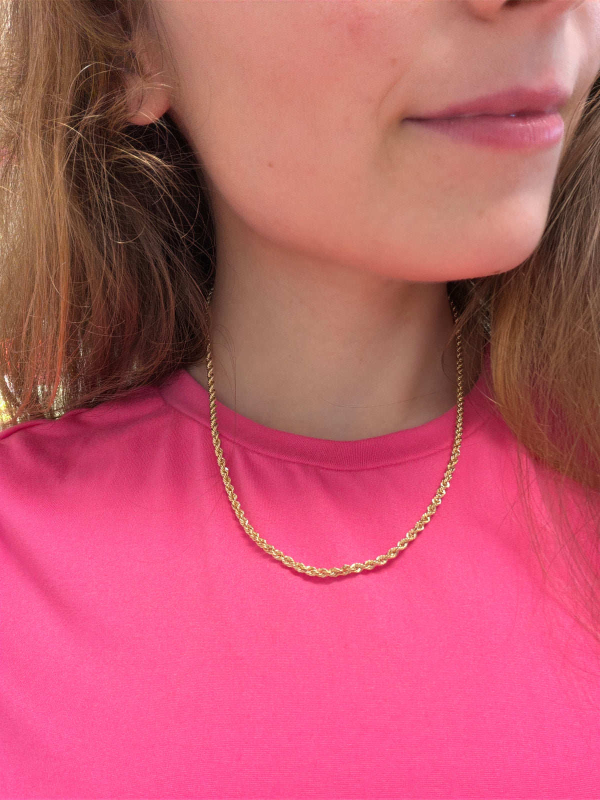 18k gold rope chain, 45cm, 2.5mm thick , 3.17g