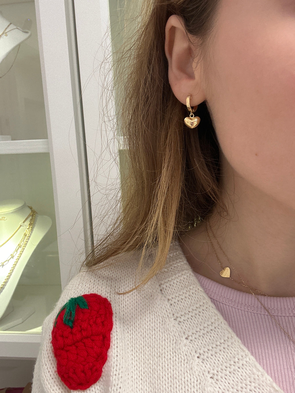 18k gold hearts dangling earrings, 2.16g