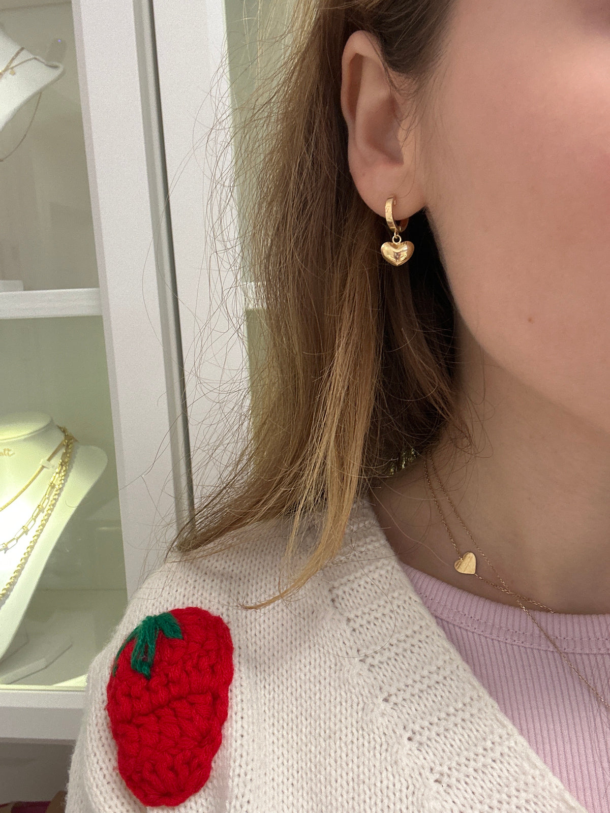 18k gold hearts dangling earrings, 2.16g