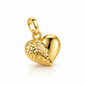 Pendentif cœur en or 18 carats mi-texturé, 20 mm, 1,48 g