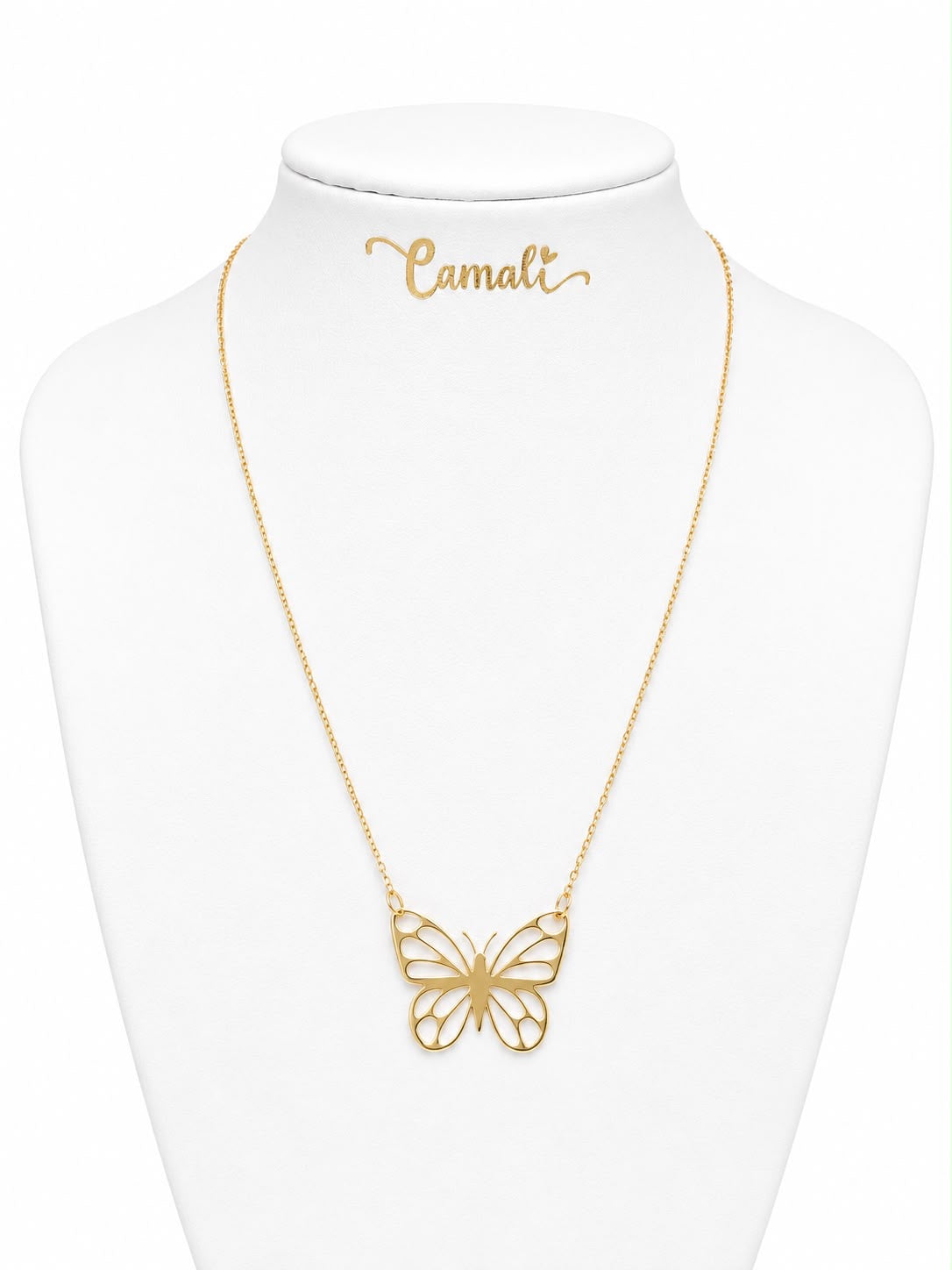 18k gold butterfly necklace, 44 cm, 1.78g