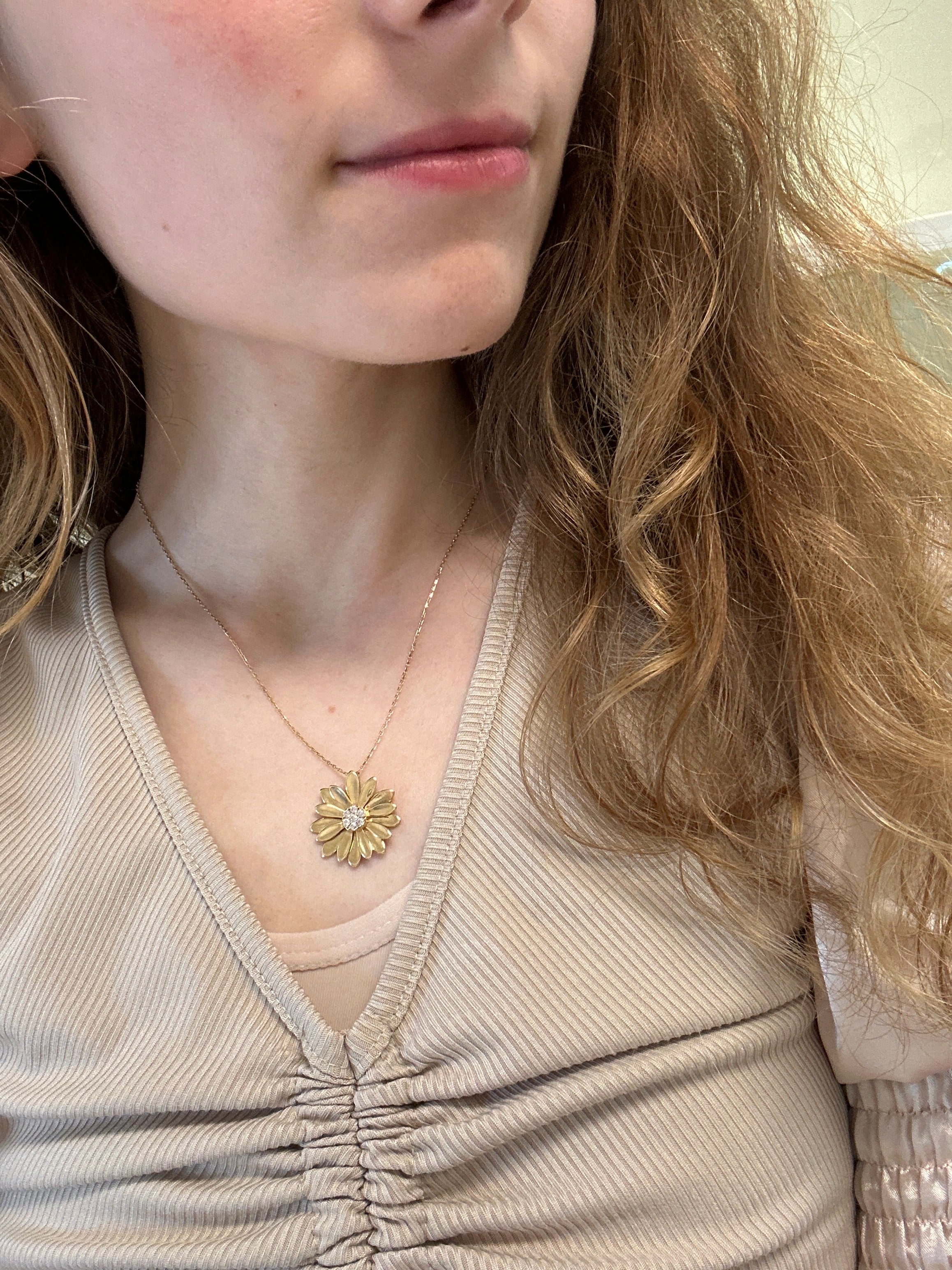 Collier Fleur en Or 18K, Ajustable 40-45cm, 5.21g