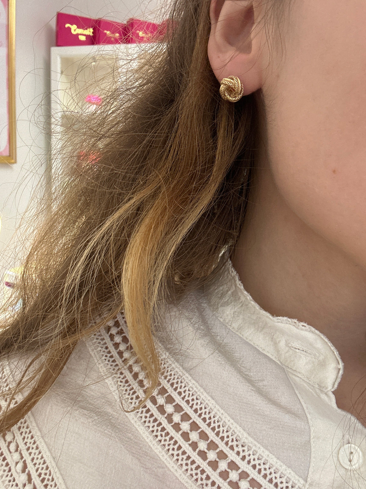 Boucles d'oreilles nœud en or 18 carats, moyennes 10 mm, 2,96 g