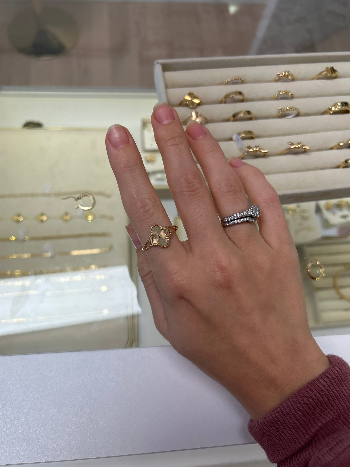 Bague Trèfle en Or 18K 12mm, Taille 9.5, 1.78g