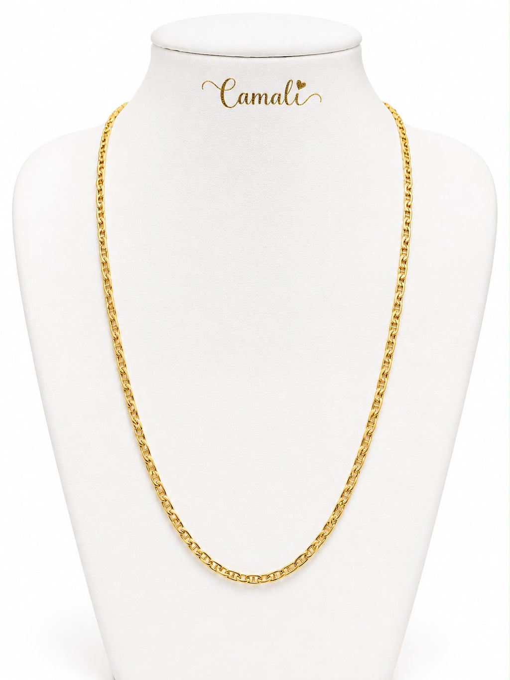 18k gold flat coffee beans chain, 50cm, 3.38g