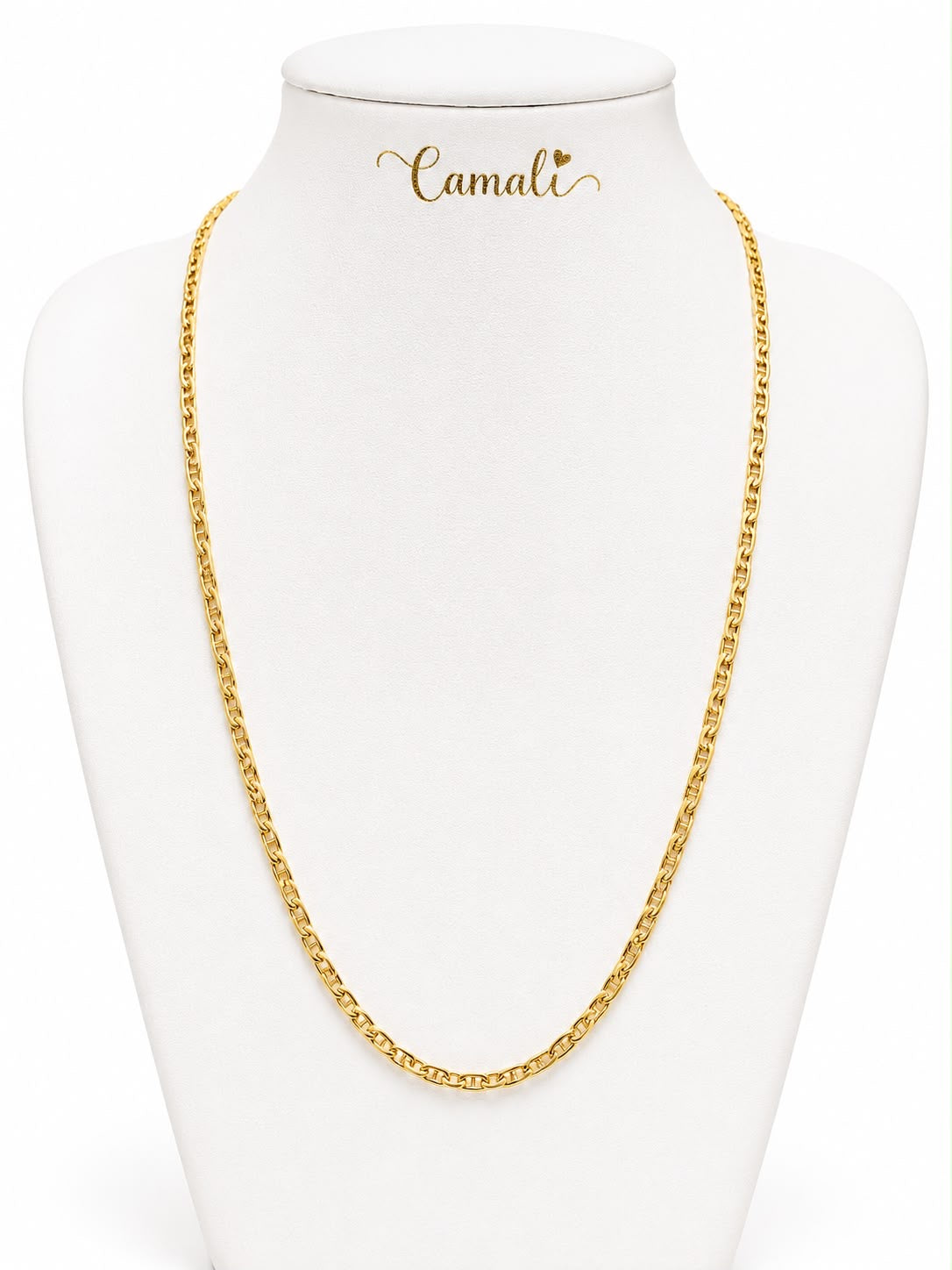 18k gold flat coffee beans chain, 50cm, 3.38g