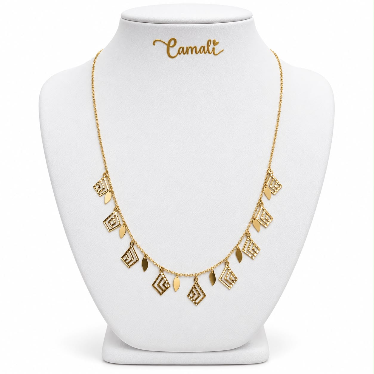 Collier géométrique pendant en or 18 carats, 40-45 cm, 3,52 g