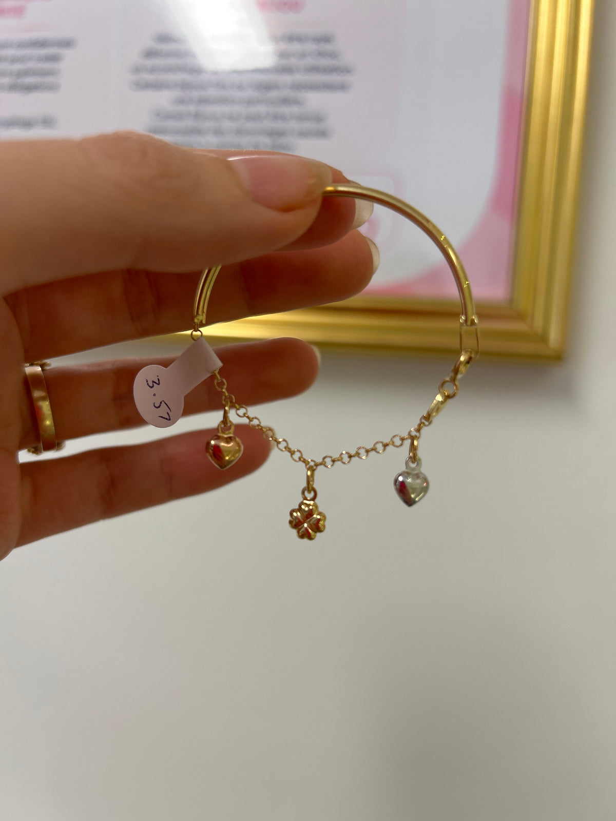 18k gold tritone baby / kid bangle, 3.57g