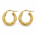 18k gold textured hoops, 14mm, 1.19g