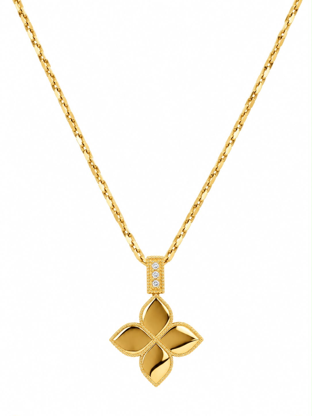 18k gold flower necklace, adjustable 40-45cm, 5g