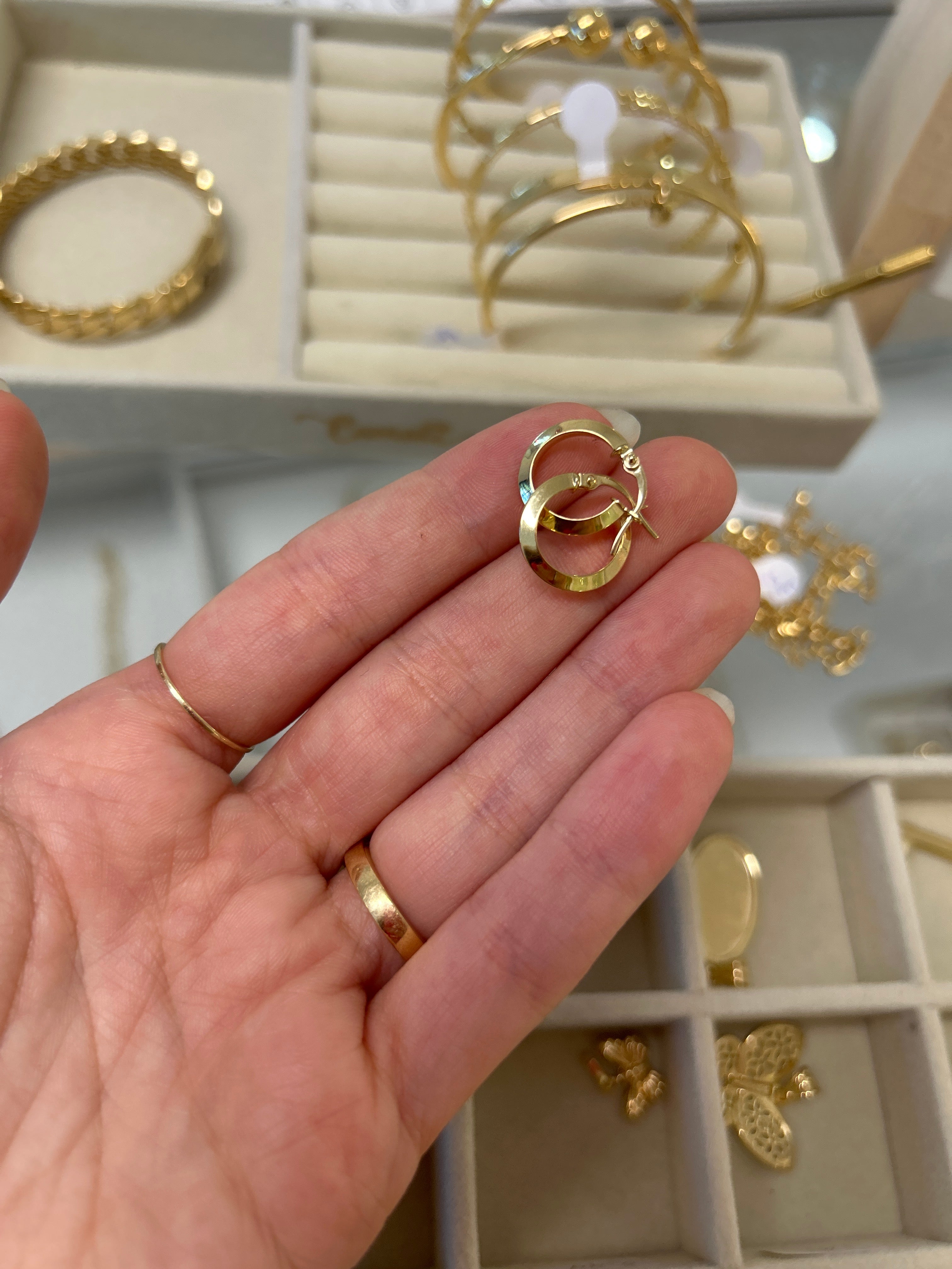 18k gold small hoops 14mm, 0.88g