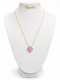 Collier trèfle en or 18 carats avec nacre rose, 15 mm (grand modèle), ajustable 40-45 cm, 2,57 g