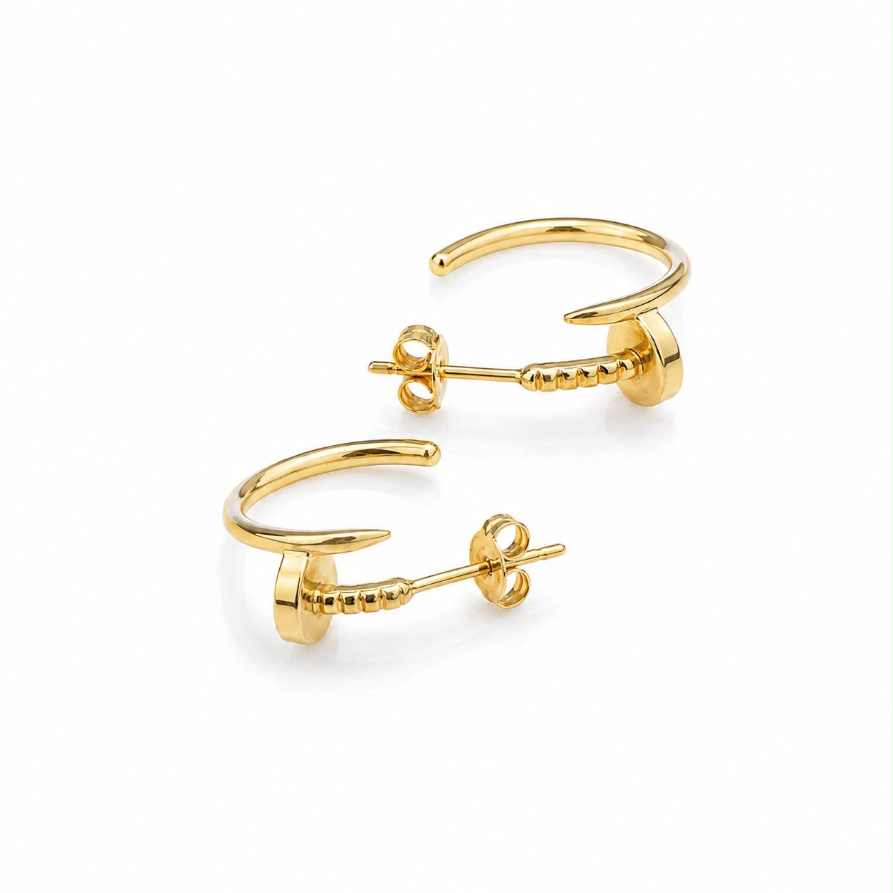 18k gold nails earrings, 2.97g