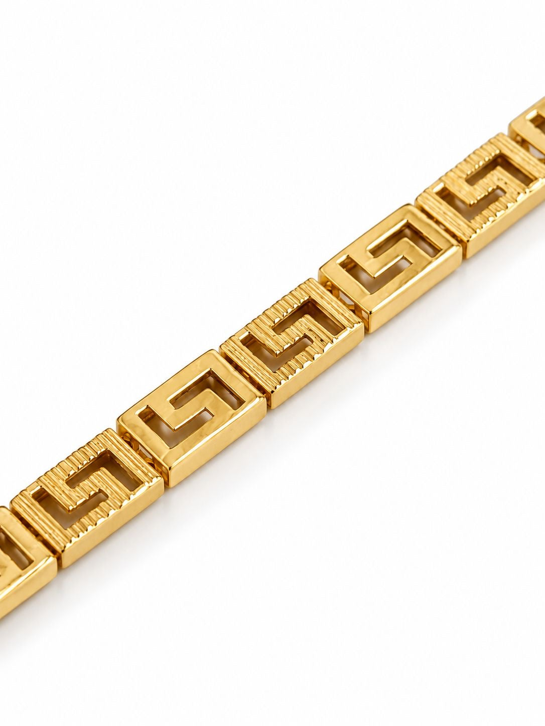 18k gold Greek style squares bracelet, 4.99g, 17cm