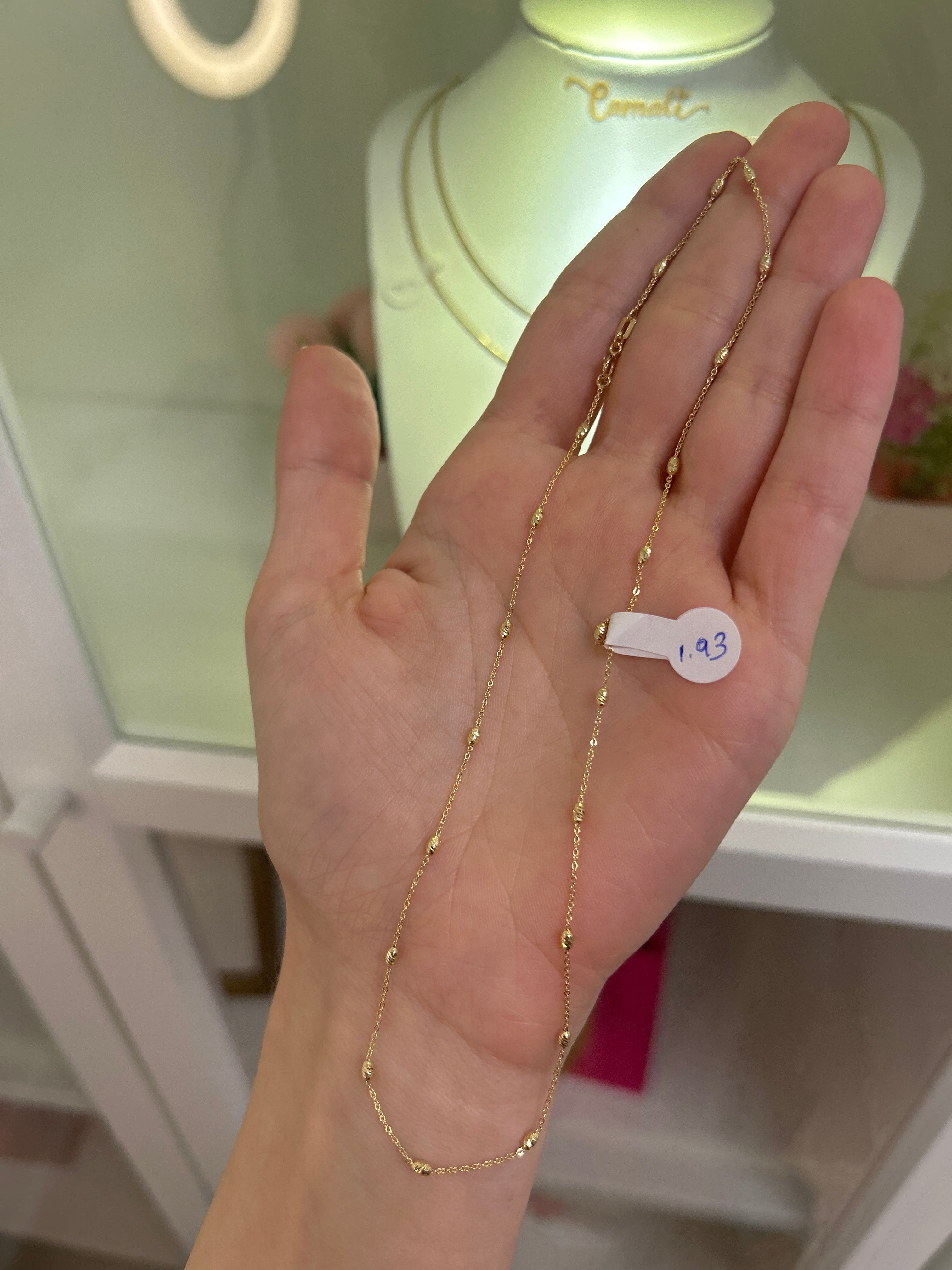 18k gold beaded chain, 40cm, 1.93g