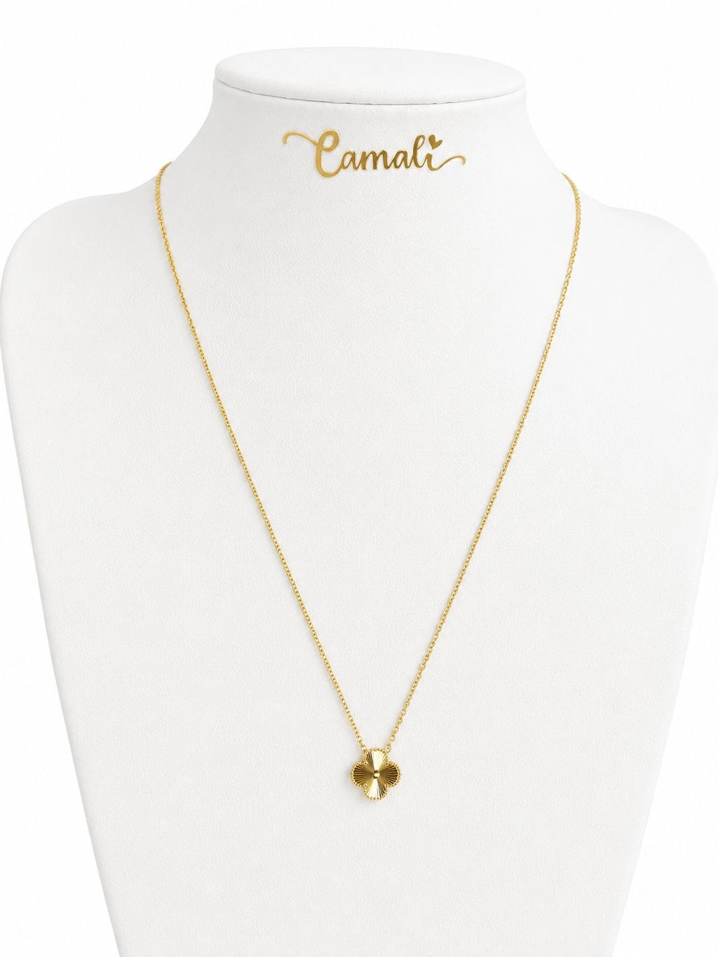 18k gold small clover (8mm) attached necklace 40-45cm, 1.65g