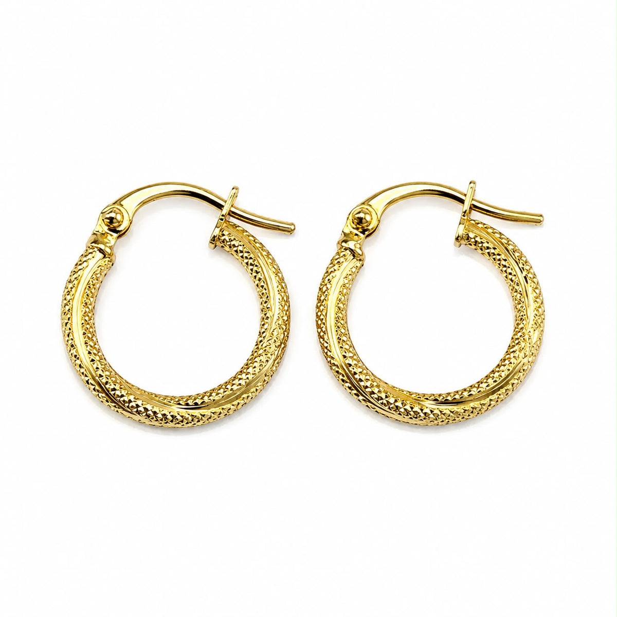 18k gold twisted loops, small 10mm, 0.79g