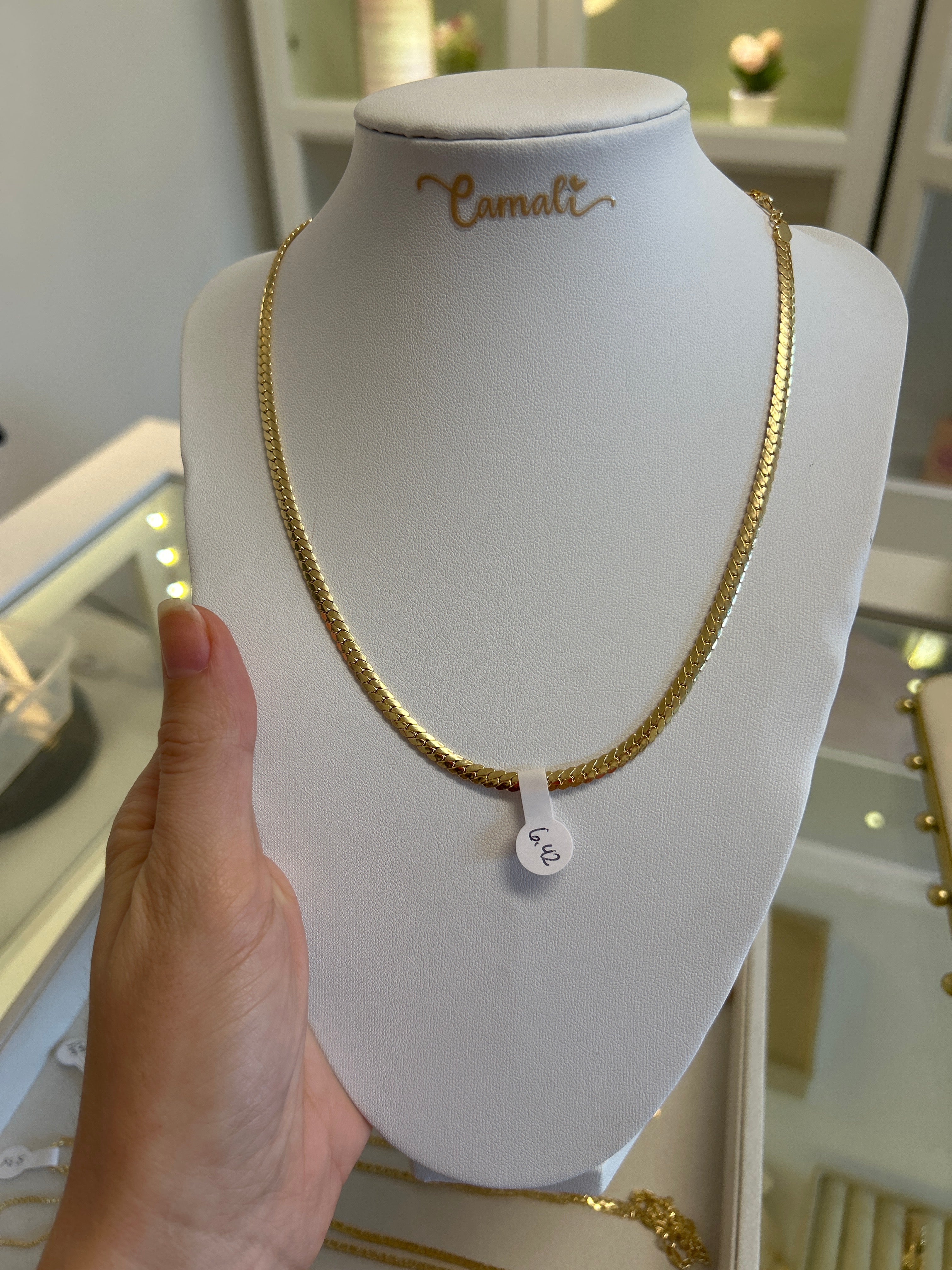 18k gold cobra necklace, 45cm, 6.42g, 4mm thick