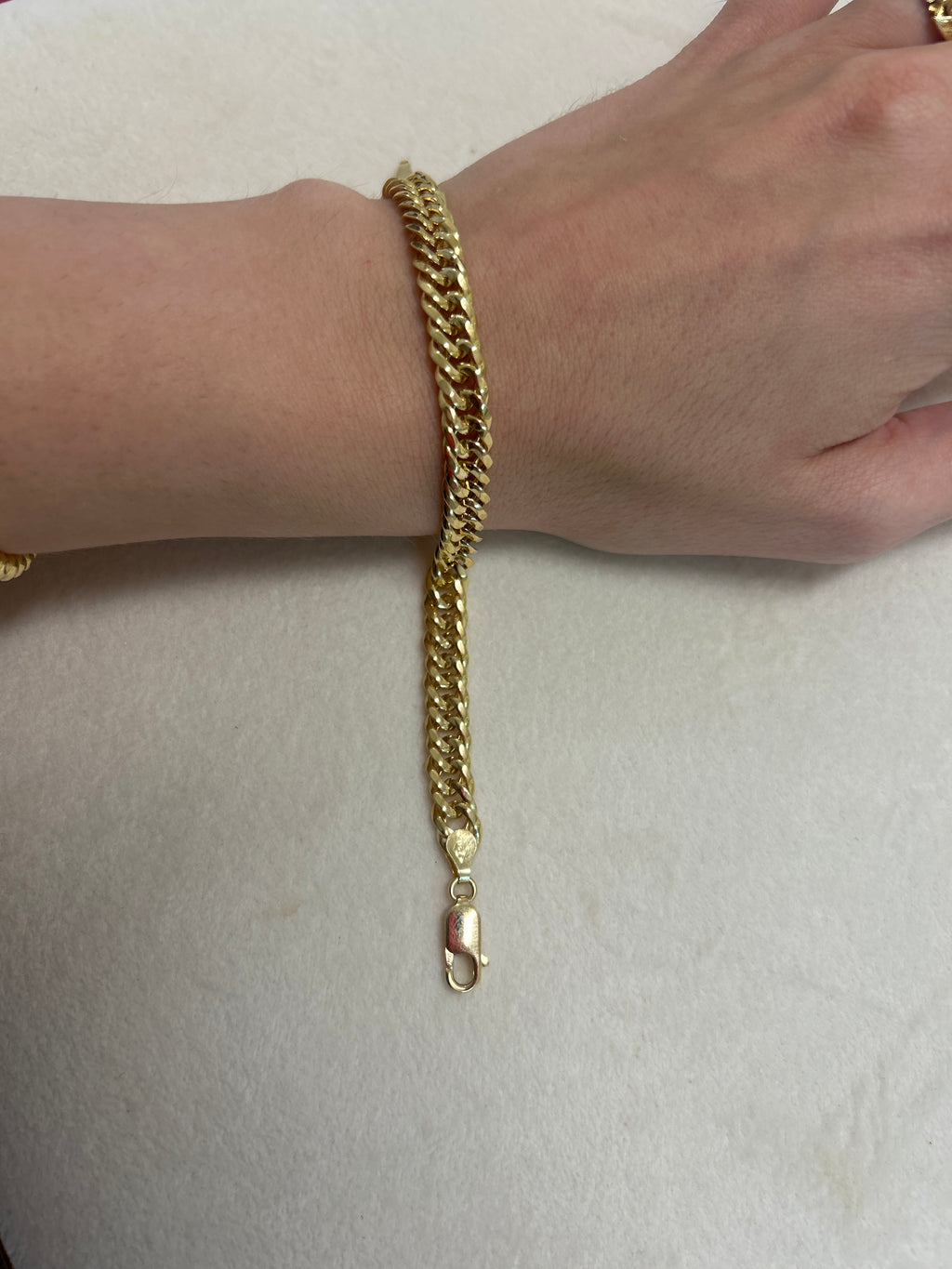18k solid gold Miami bracelet, 18.5cm, 5.46g