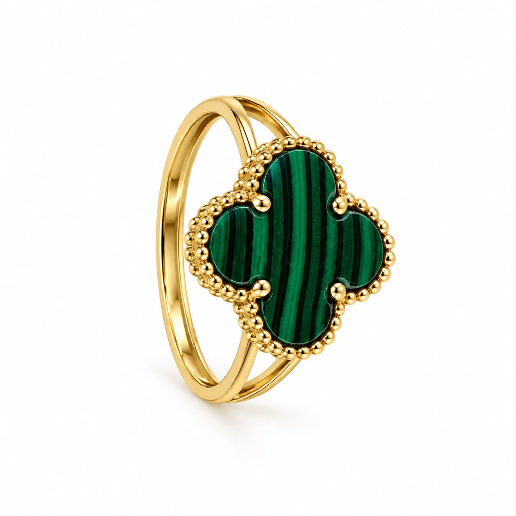Bague en or 18 carats avec malachite, taille 7,5, 2,25 g