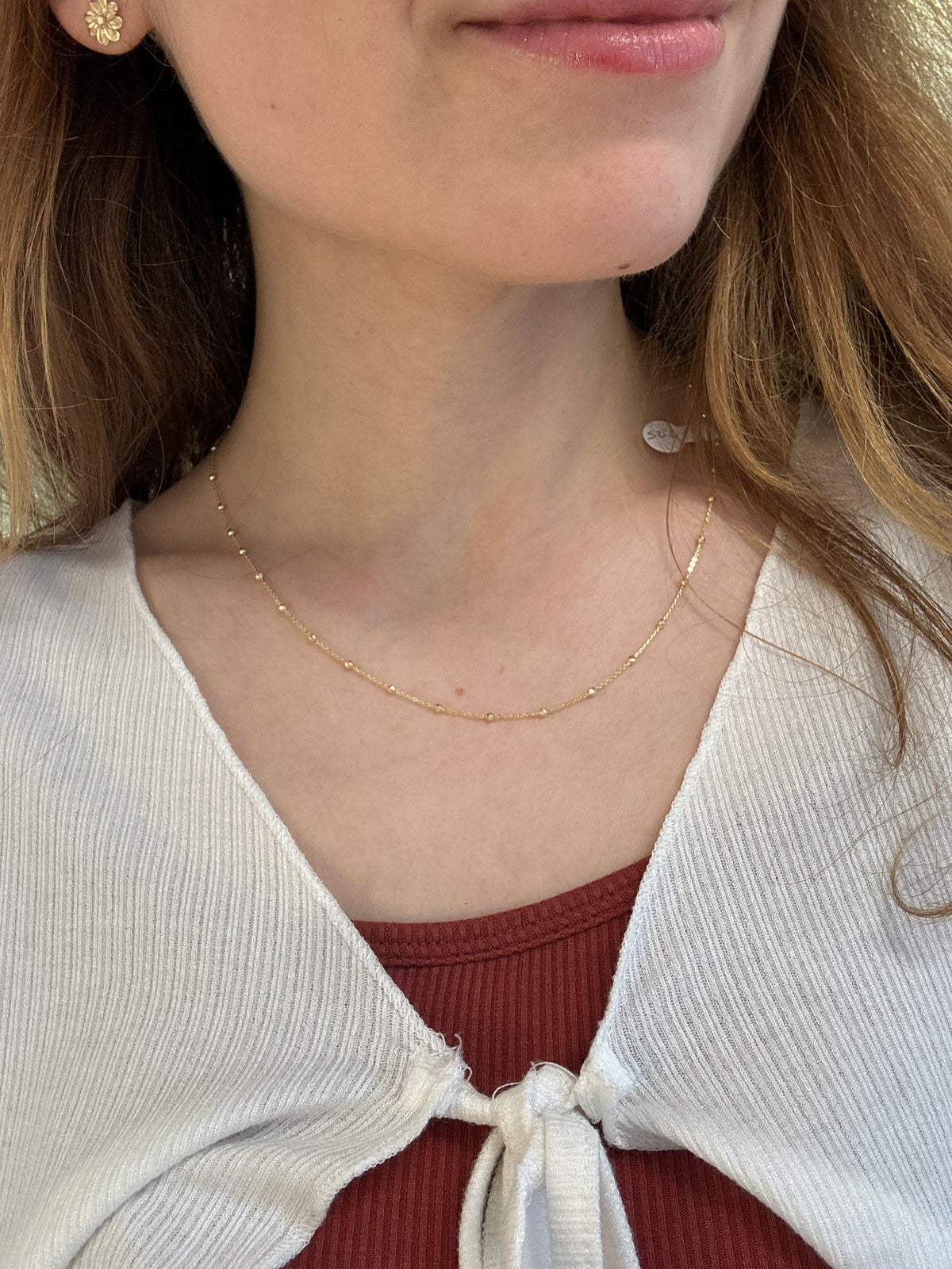 18k gold beaded chain, 2.25g, 45cm