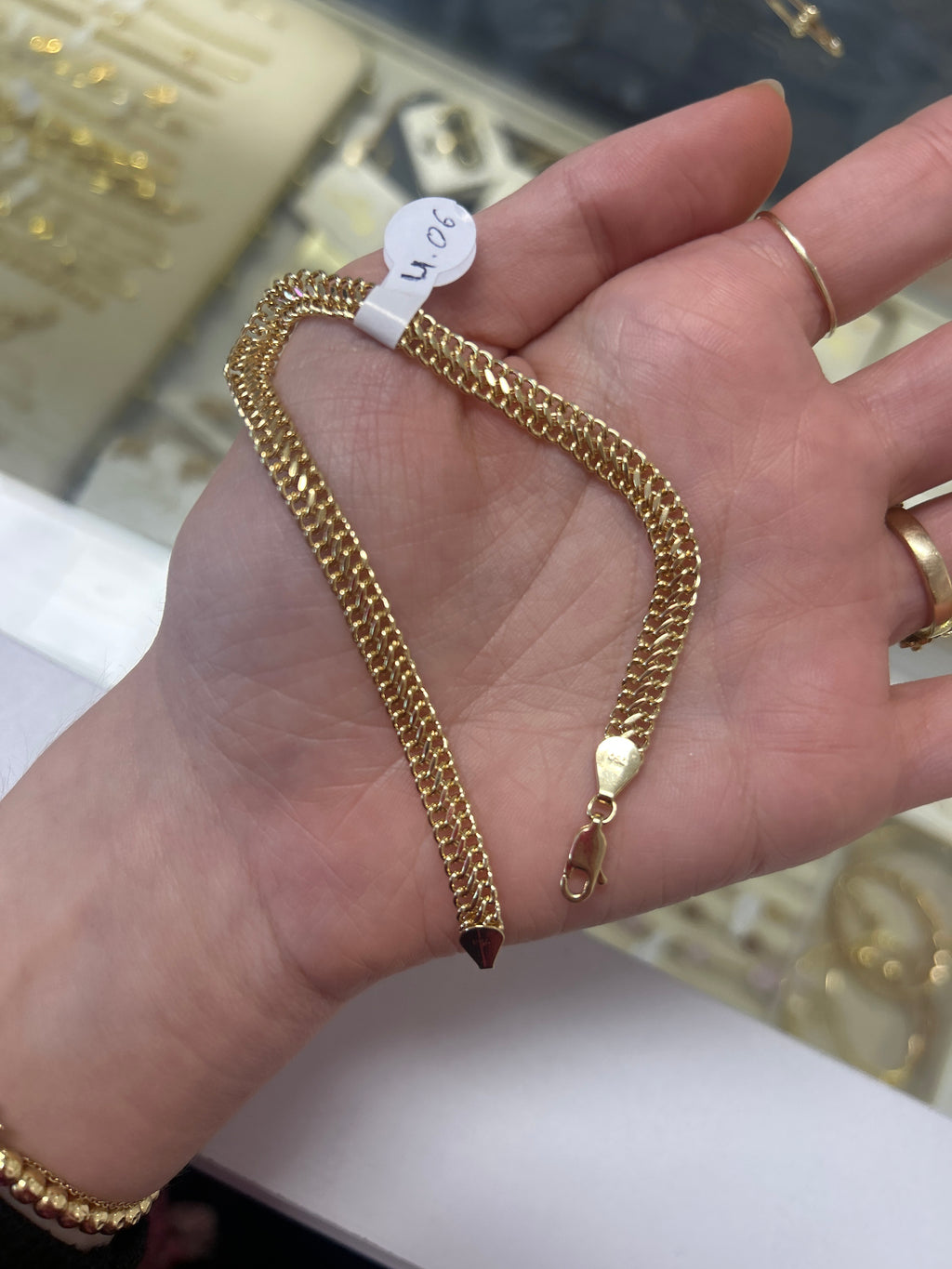 18k gold heartbiz bracelet, 4.06g, 20cm,