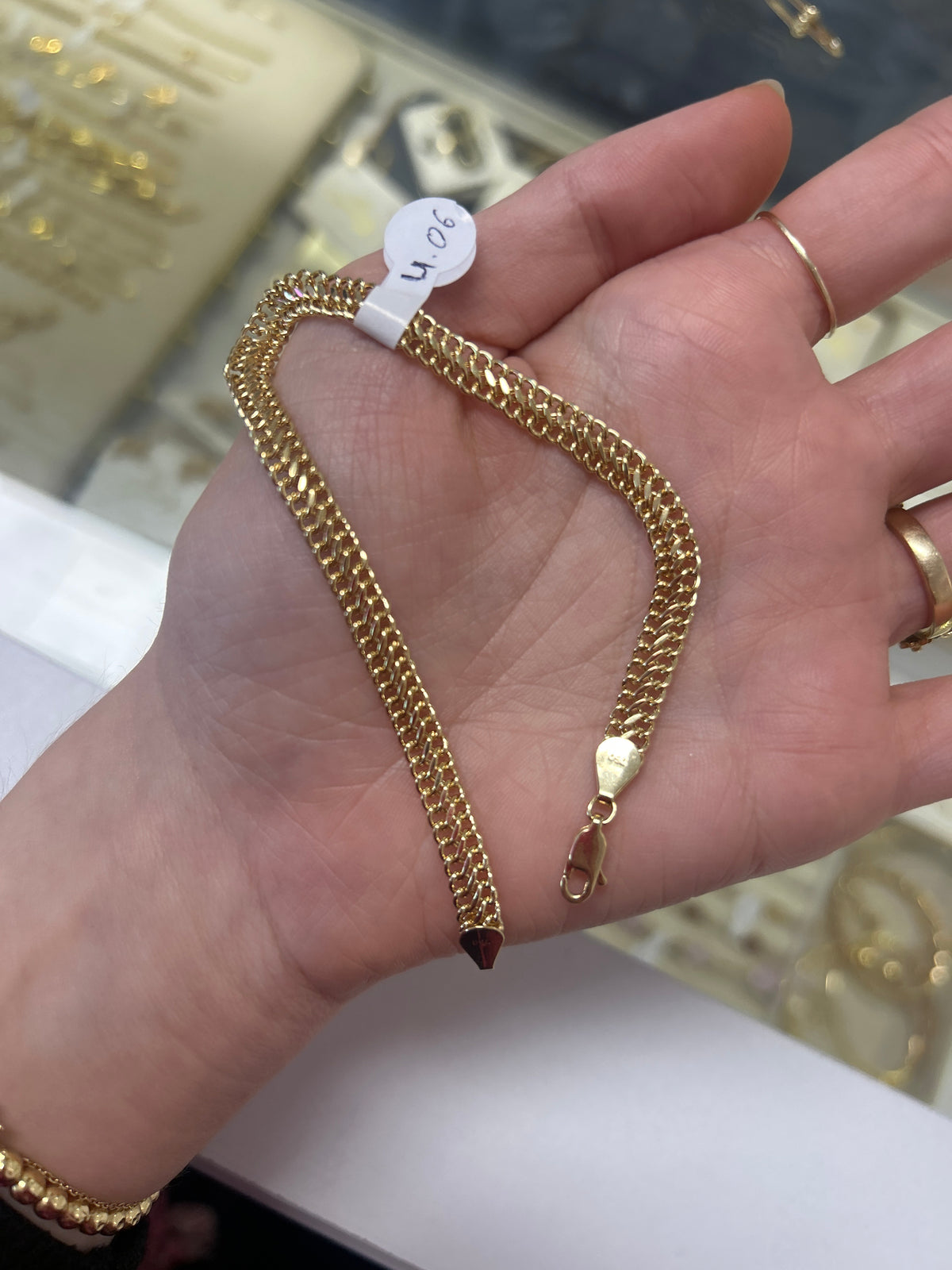 18k gold heartbiz bracelet, 4.06g, 20cm,