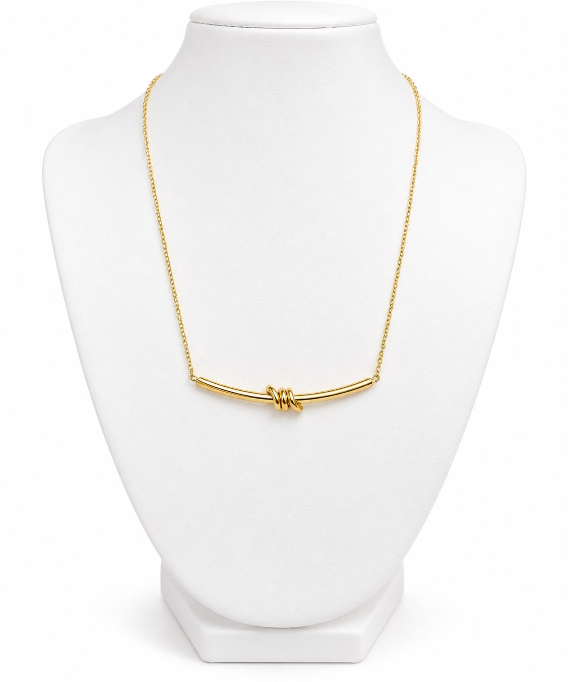 18k gold large ribbon necklace, adjustable 40-45cm, 3.67g