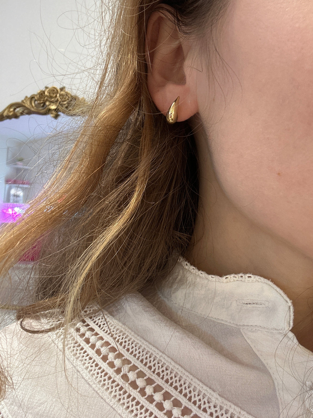Petites gouttes en or 18 carats, 12 mm x 5 mm, 1,57 g