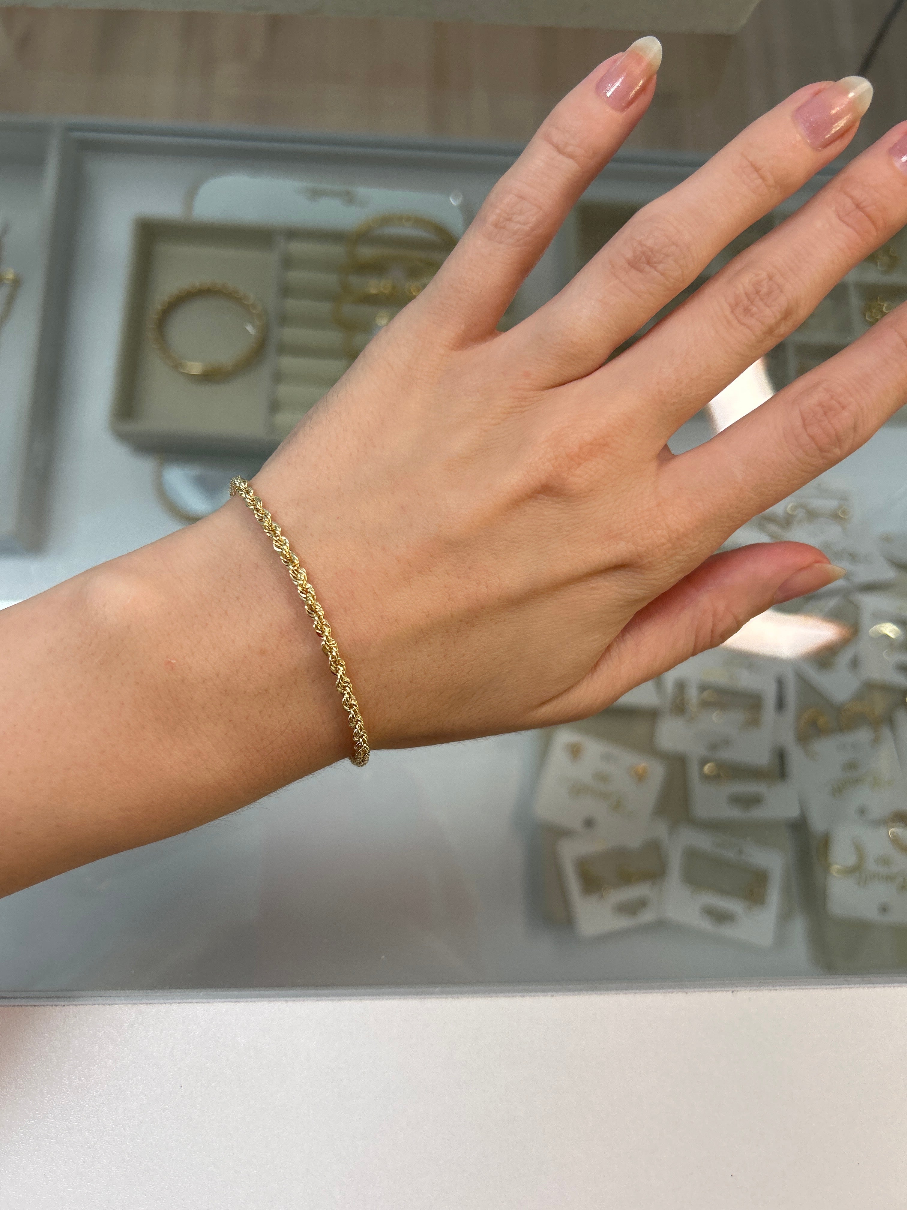 18k gold rope bracelet, 19cm, 1.50g