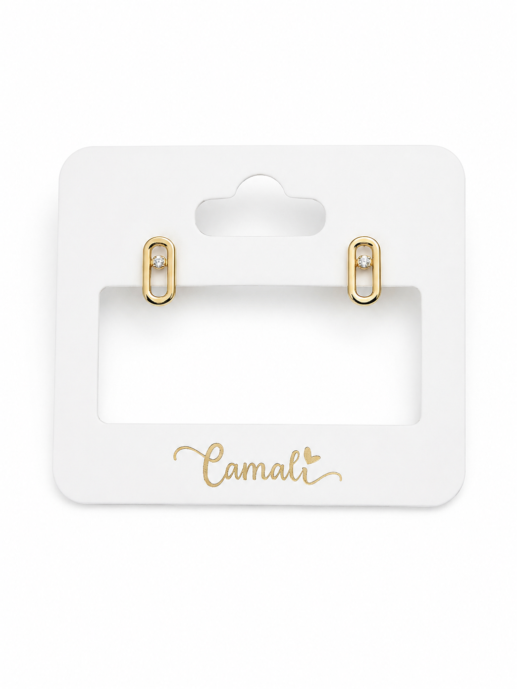 18k gold move style small studs with zirconia stones, 1.64g