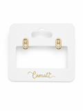 18k gold move style small studs with zirconia stones, 1.64g
