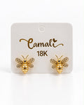 18k gold bee earrings, 2.21g