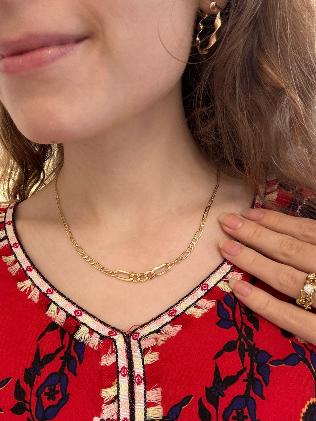 18k solid gold degraded figaro chain, 45cm, 2.82g