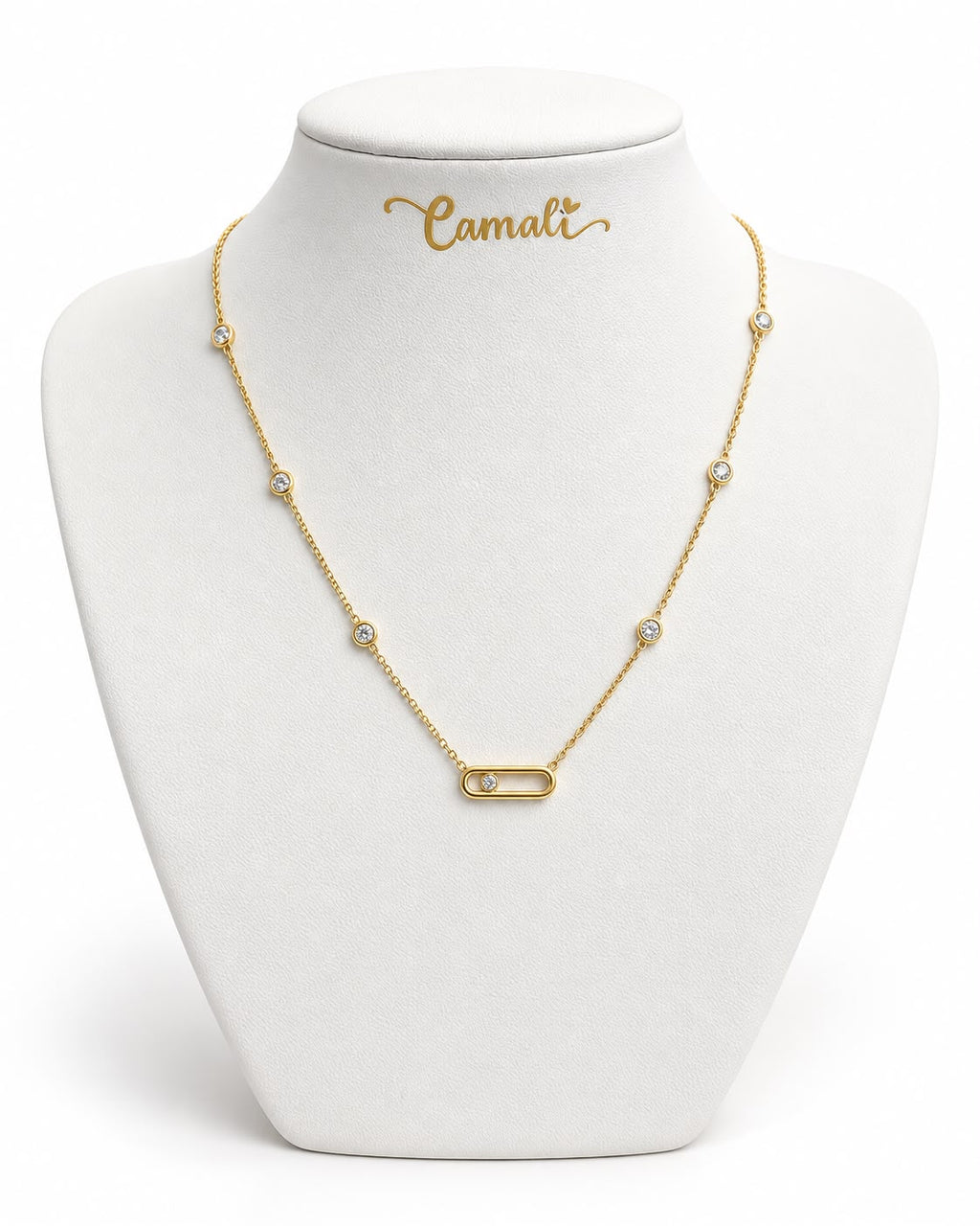 18k move style necklace with zirconia stone, adjustable 40-45cm, 4.35g