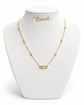 18k move style necklace with zirconia stone, adjustable 40-45cm, 4.35g