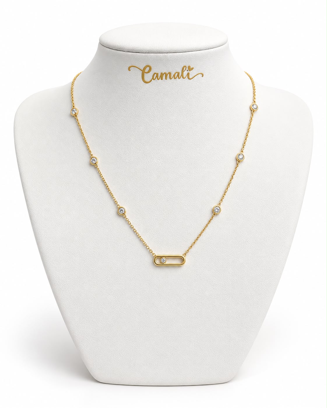 18k move style necklace with zirconia stone, adjustable 40-45cm, 4.35g