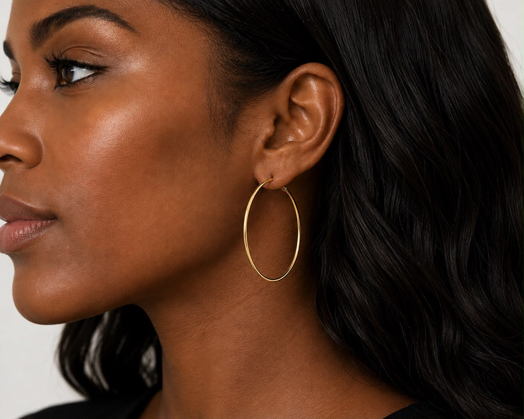 18k gold large hoops, 40mm, 2.53g