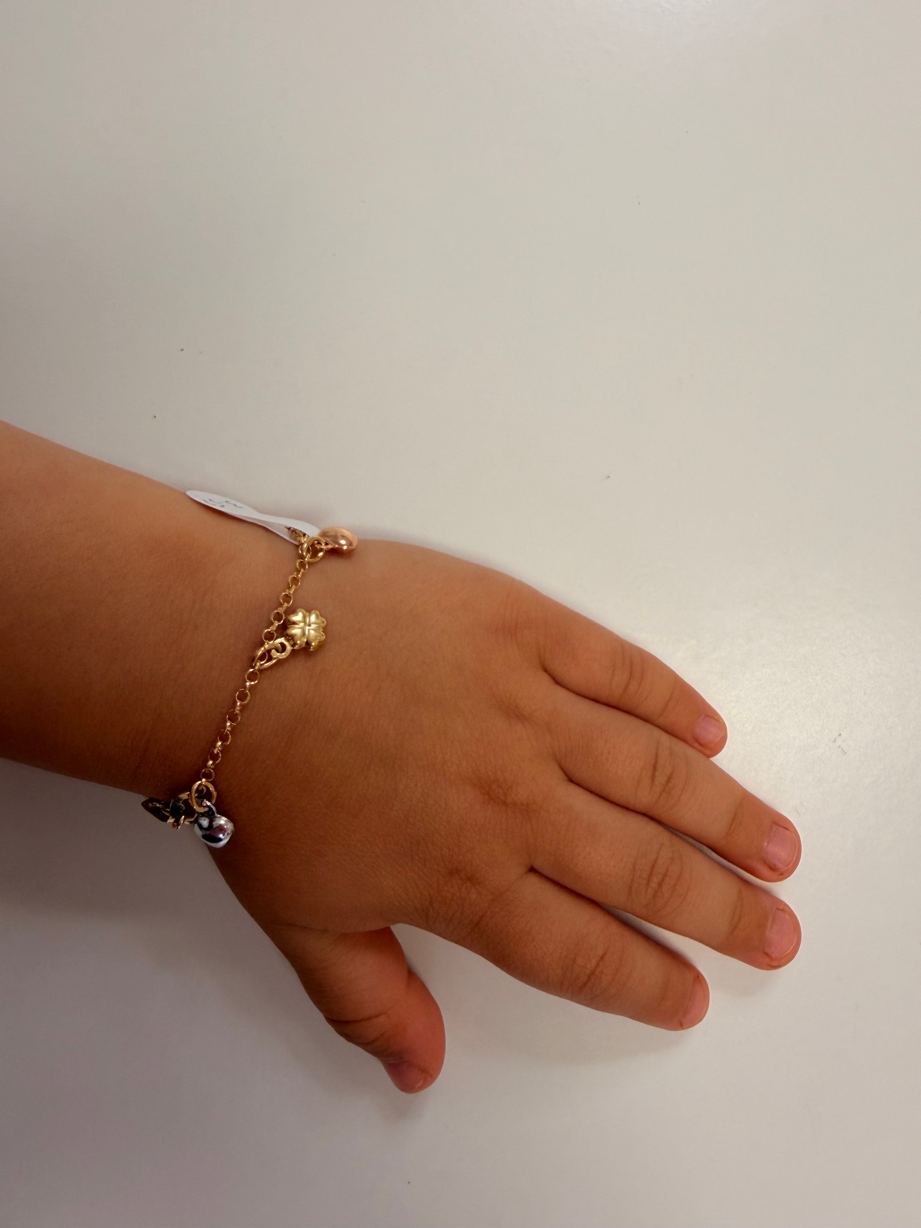 18k gold tritone baby / kid bangle, 3.57g