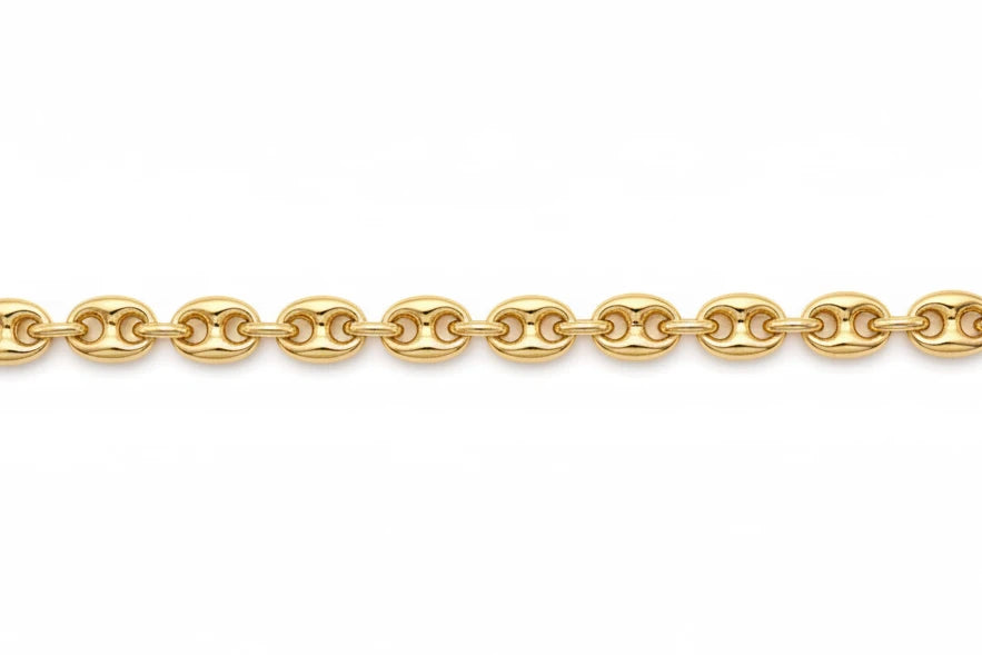 Bracelet grains de café en or 18 carats, 20 cm réglable