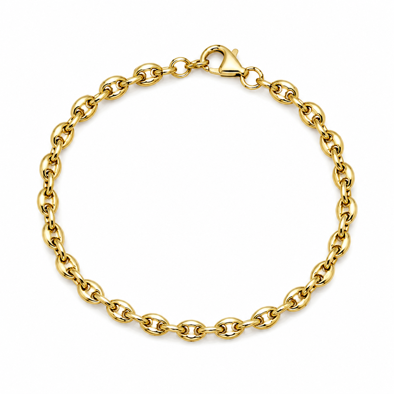 Bracelet grains de café en or 18 carats, 20 cm réglable