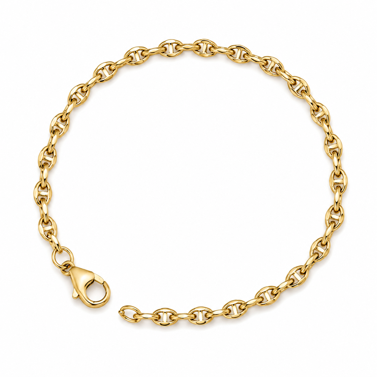 Bracelet grains de café en or 18 carats, 19 cm, 1,82 g