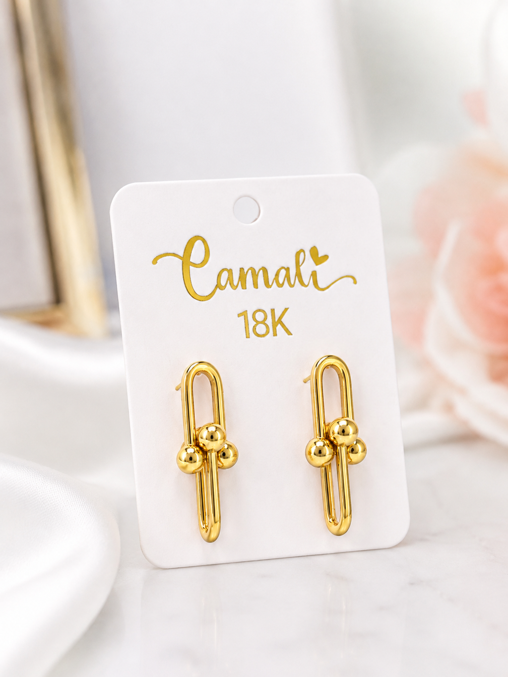 18k gold large earrings, 30mm, 2.72g