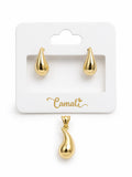 18k gold teardrops half set, small size 14mm, 2.23g (1.59g for earrings and 0.64g pendant) no chain!