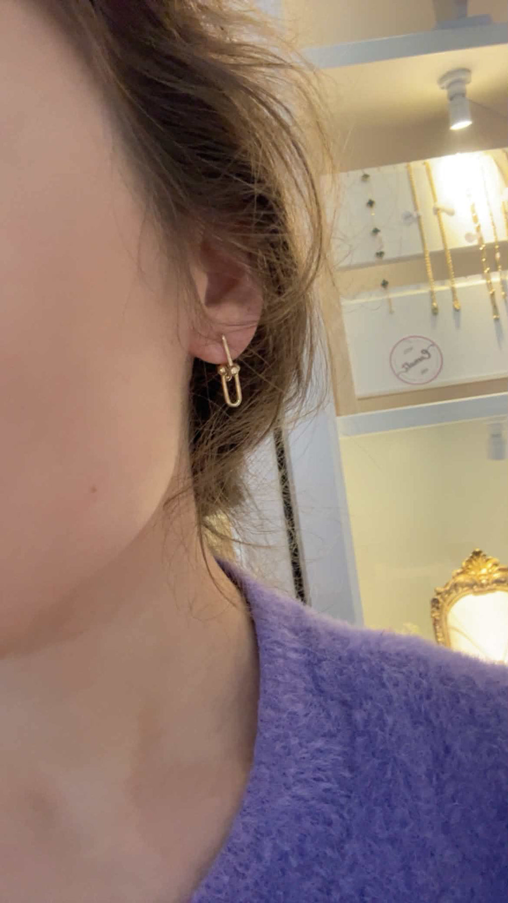 18K Gold Earrings, Hardware Style, small (20mm), 2.16g