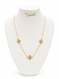 18k gold 3flowers necklace , 44cm, 6.42g